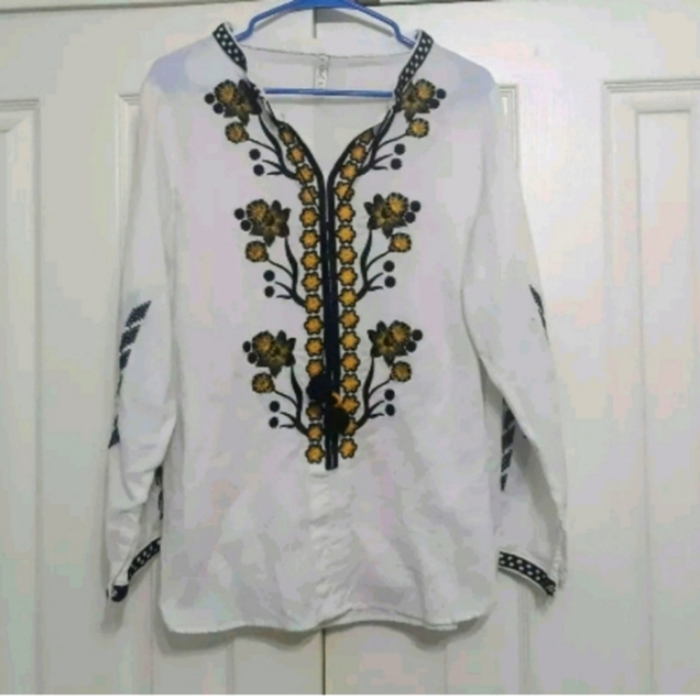 Ethnic By Outfitters Embroidered Top Black Gold